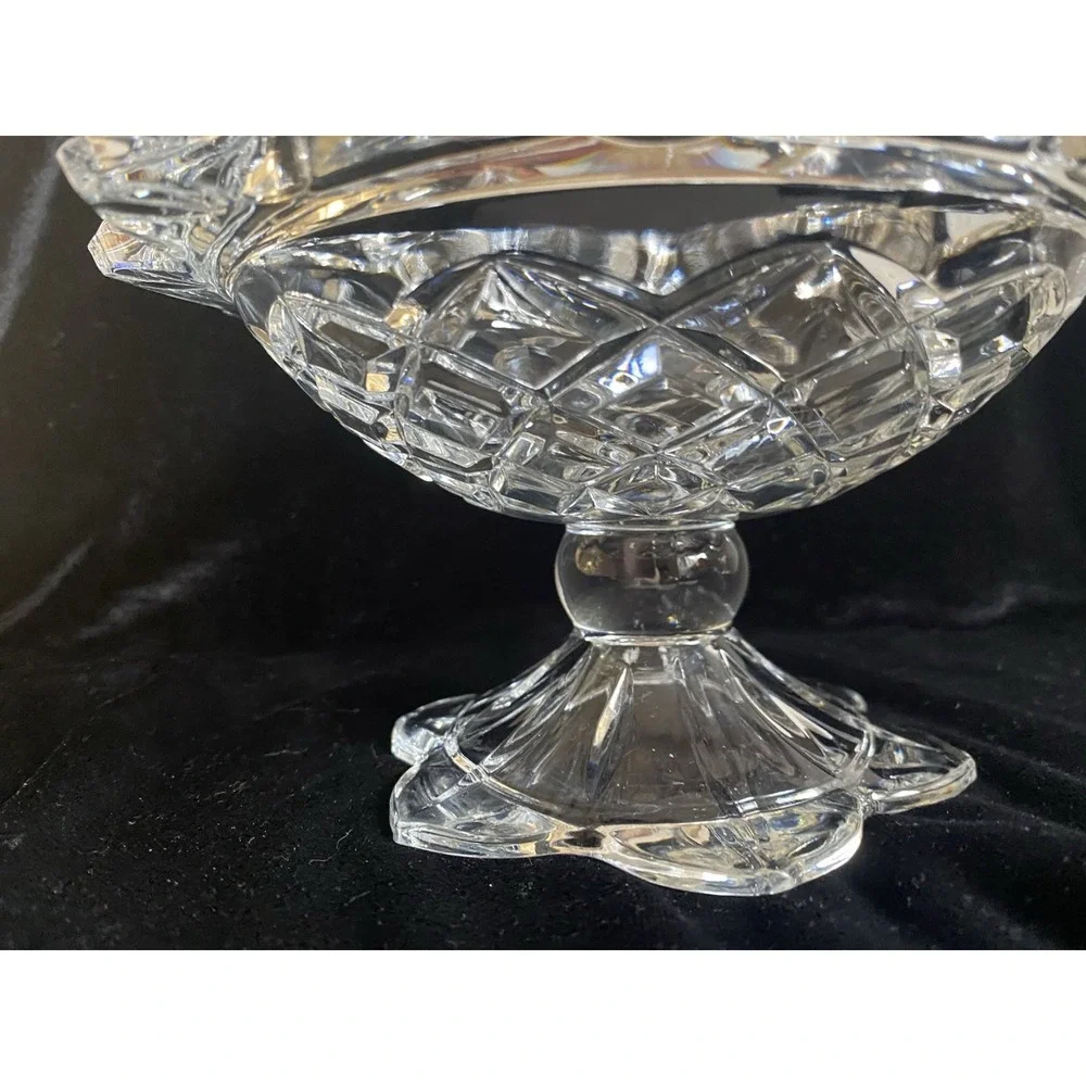 Vintage Lead Crystal  Pedestal Compote/Bowl By Teleflora Made in USA‎ EUC Heavy